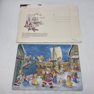 Vintage Paper Christmas Advent Calendar Kruger Western Germany Envelope Santa